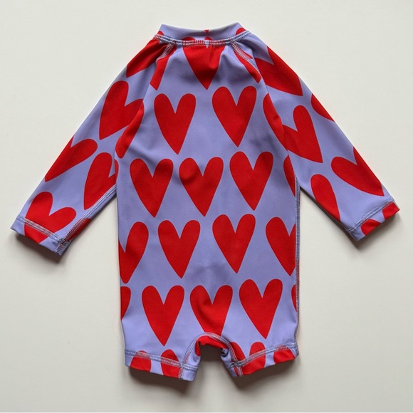 Hanna Andersson Baby Rashguard Suit - Hearts On Hearts On Sweet Lavender - 6-12M - Picture 11 of 13